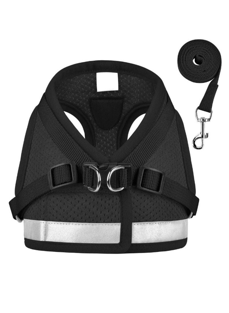 Generic Breathable Soft Harness With Strap Black/White M  - Image 1
