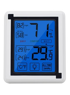 Digital Hygrometer Thermometer With Touching LCD Backlight Display White/Black 95 x 112mm