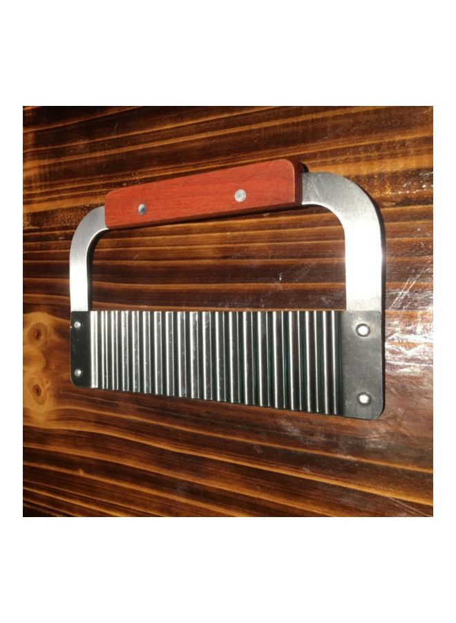 Stainless Steel Corrugated Potato Knife Silver/Brown 185x120x48mm - Image 2