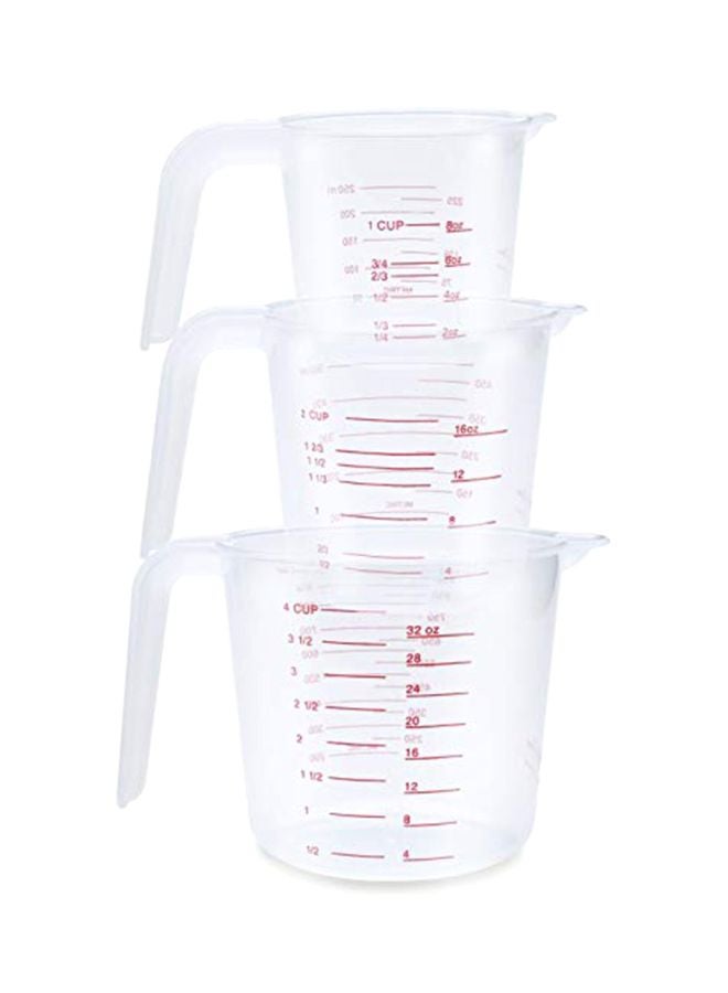 3-Piece Plastic Measuring Cup Clear 250, 500, 1000mm  - Image 1