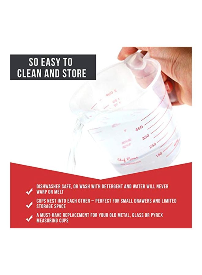 3-Piece Plastic Measuring Cup Clear 250, 500, 1000mm  - Image 4