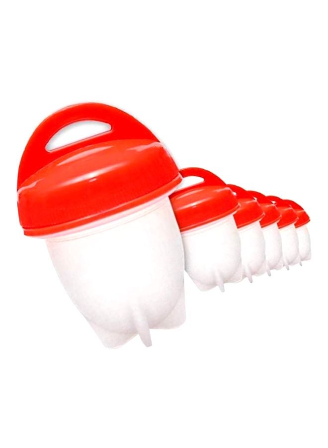 6-Piece Non-Stick Egg Cooker White/Red  - Image 1
