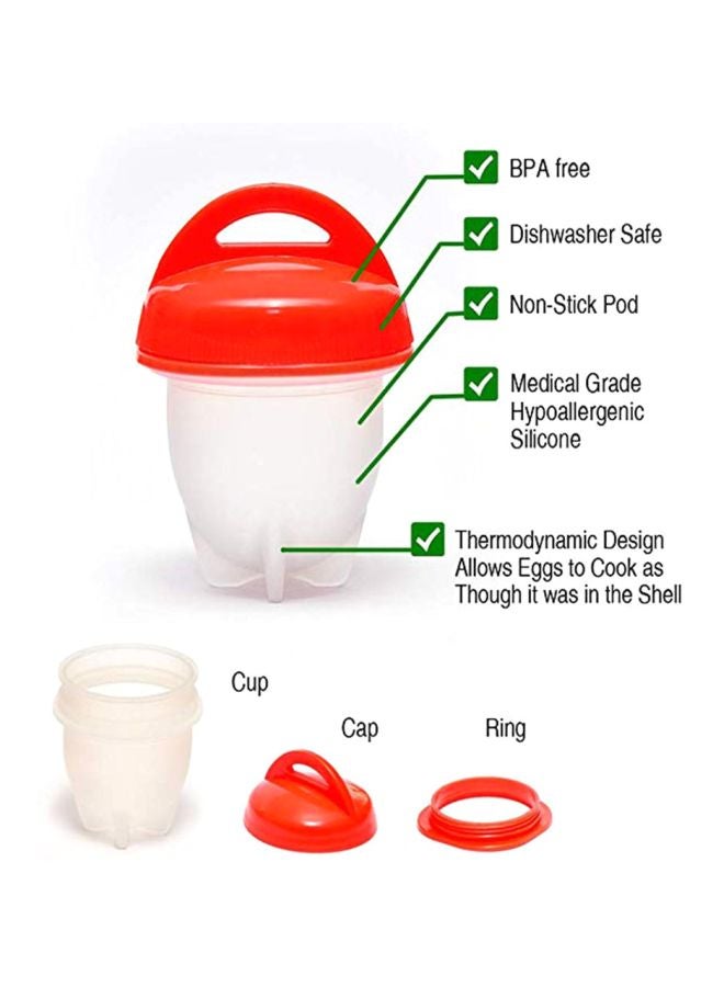 6-Piece Non-Stick Egg Cooker White/Red  - Image 3
