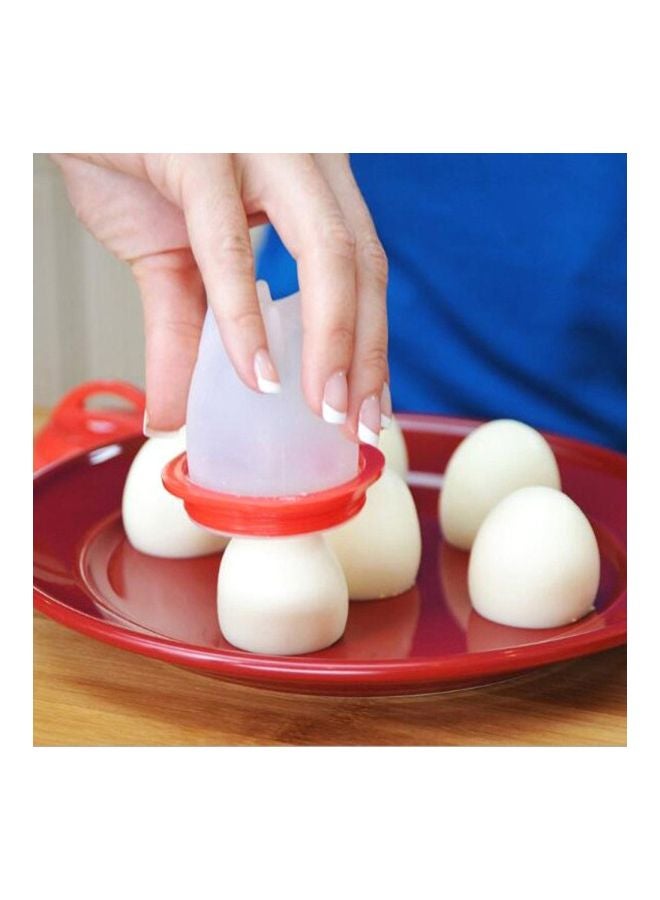 6-Piece Non-Stick Egg Cooker White/Red  - Image 4