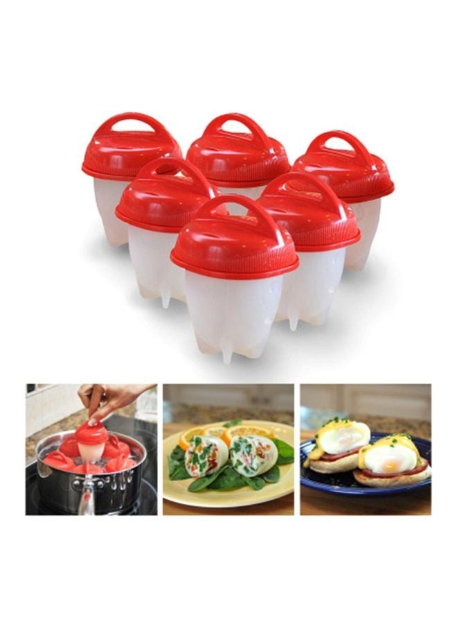 6-Piece Non-Stick Egg Cooker White/Red  - Image 5