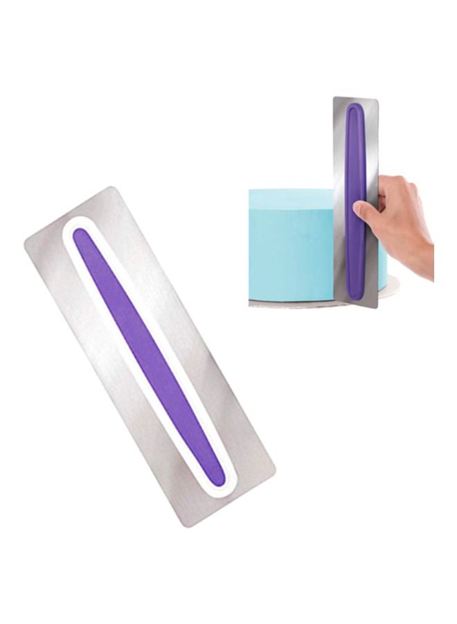 3-Piece Stainless Steel Cake Smoothing Scraper Set Silver/Purple - Image 2