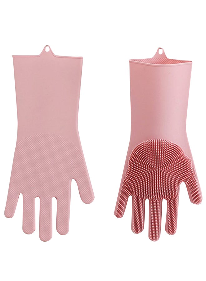 Magic Pair Of Anti-Slip Waterproof Cleaning Gloves Pink 230 x 30mm 