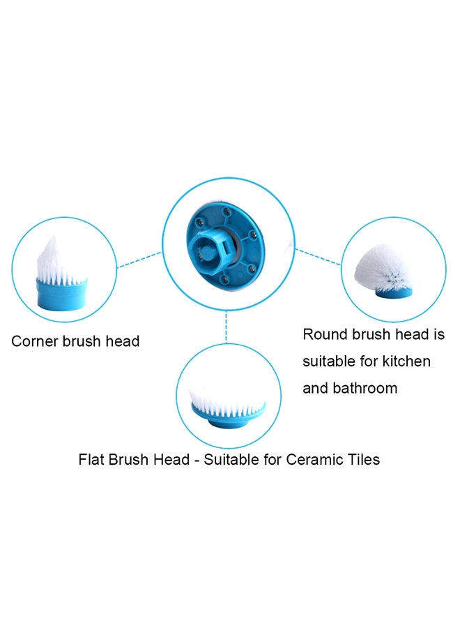 طقم فرش تنظيف كهربائية بمقبض طويل أبيض/أزرق - Image 2