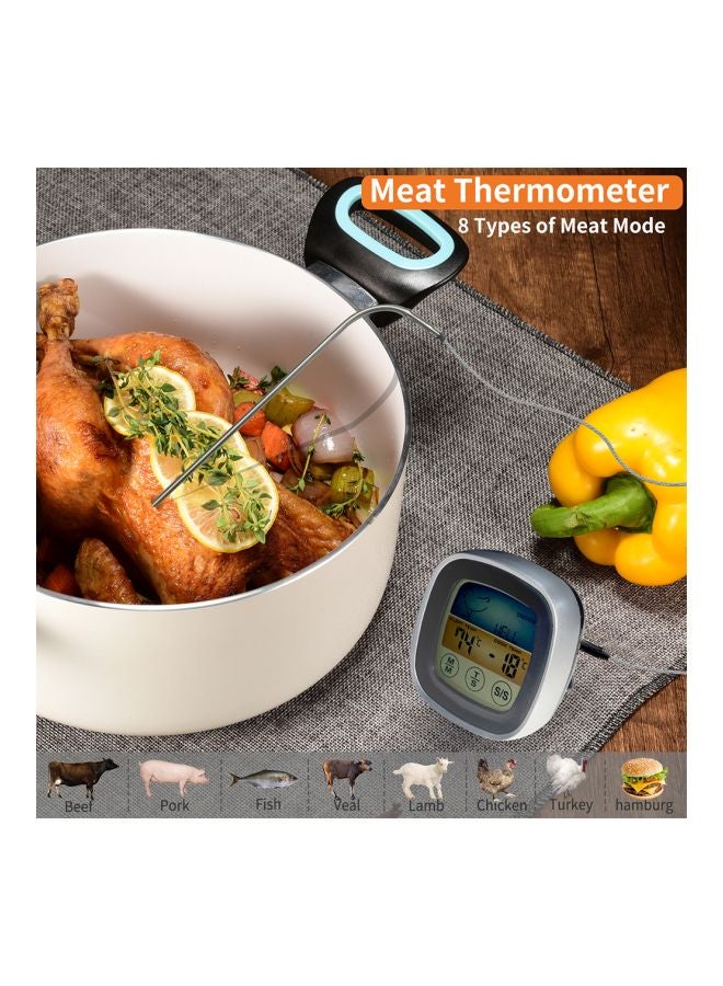 مقياس لدرجة حرارة للحوم مزود بشاشة لمس رمادي / أبيض - Image 2