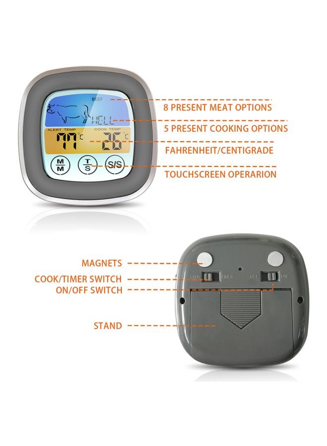 مقياس لدرجة حرارة للحوم مزود بشاشة لمس رمادي / أبيض - Image 5