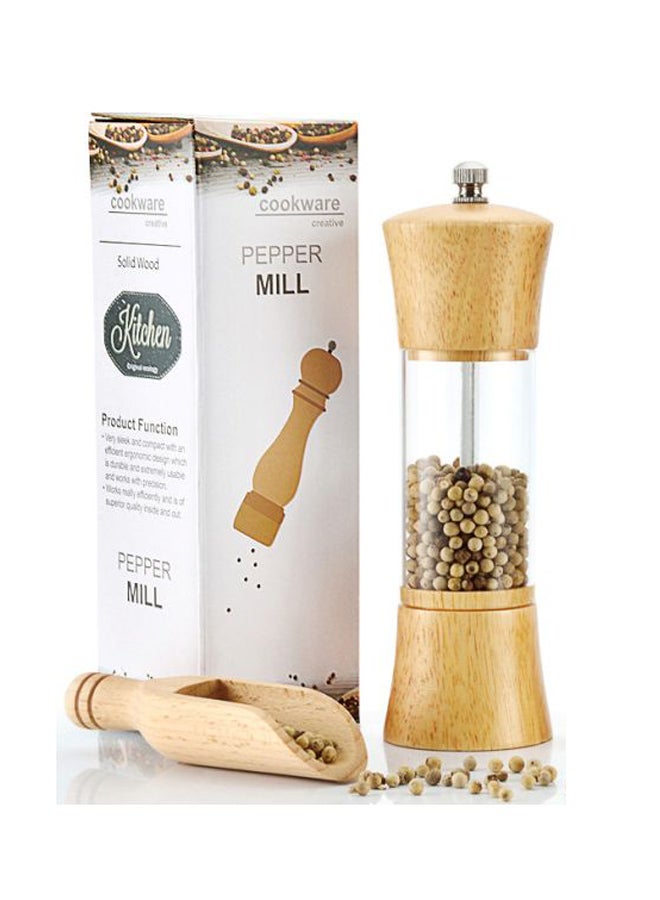 Chuyifang Wooden Pepper Mill Beige/Clear/Silver 15x8x5cm - Image 2