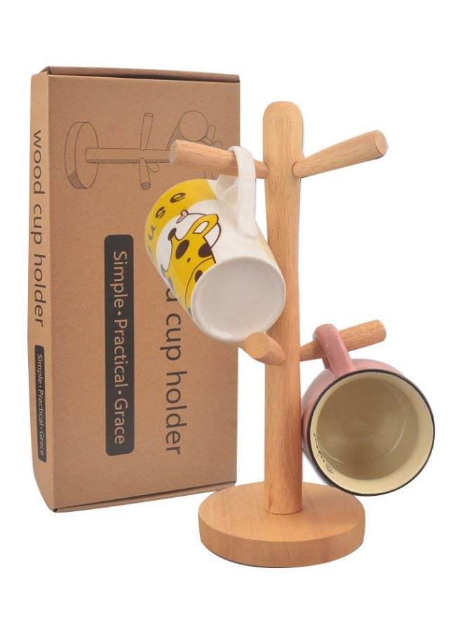 Chuyifang Wooden Cup Holder Beige 13x5.5x4centimeter