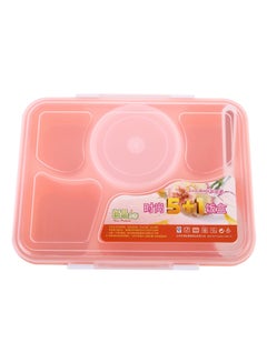 Portable Microwave Lunch Box Pink/White/Clear 22.5x16.5x6centimeter