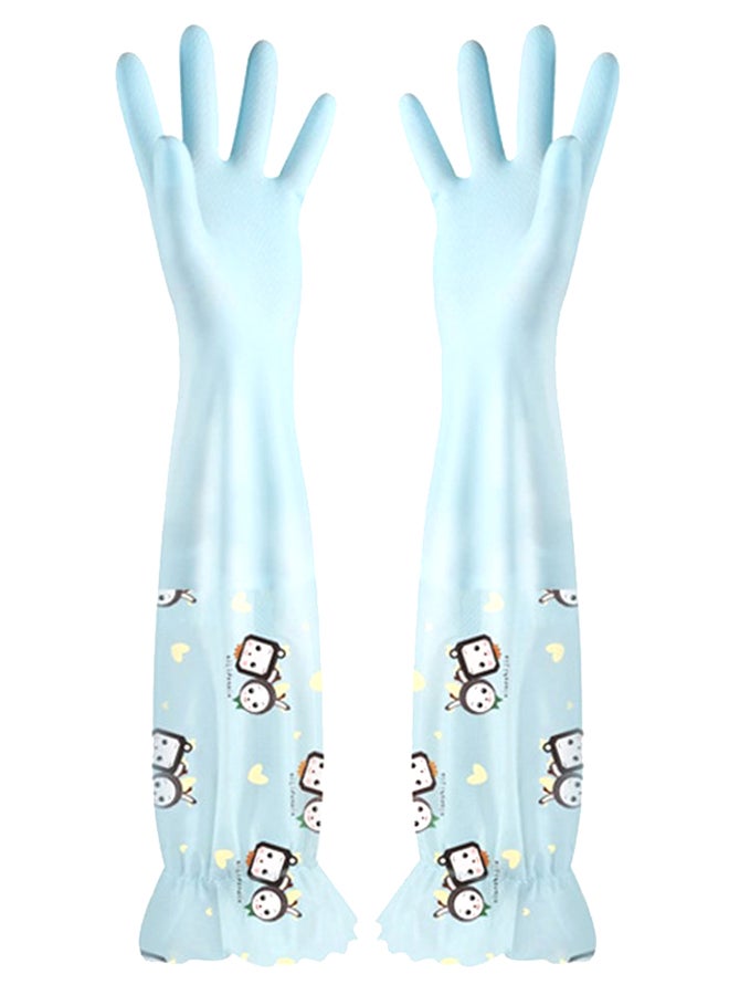 Pair Of Waterproof Cleaning Gloves Blue/Black/White 420 x 500mm