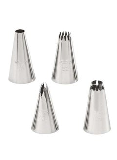 4-Piece Borders Cake Decorating Tip Set Silver Tip 1 (10), Tip 2 (32), Tip 3 (105), Tip 4 (170)