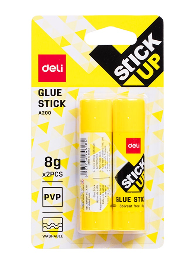 Deli 2-Piece Stick Up Glue Set Yellow - Image 1