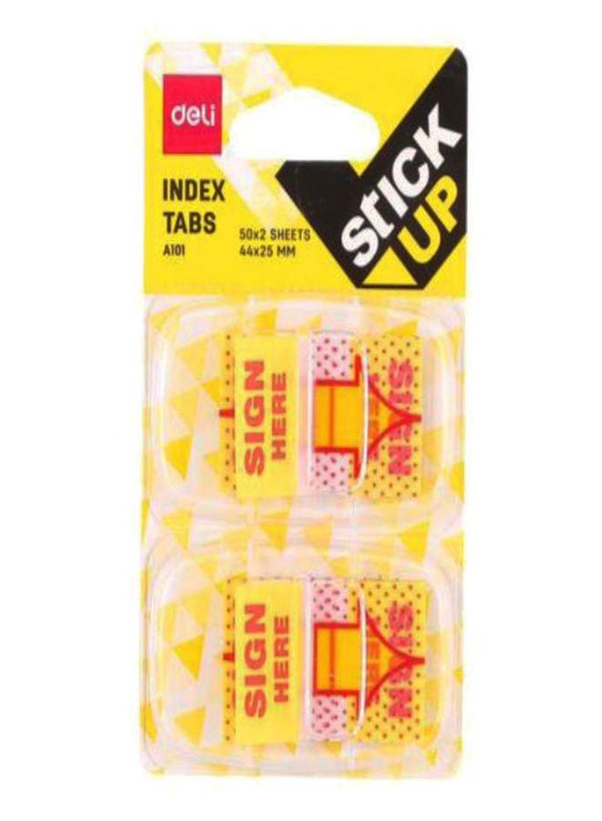 Deli - 100-Piece Stick Up Index Tab Set Yellow - Image 1