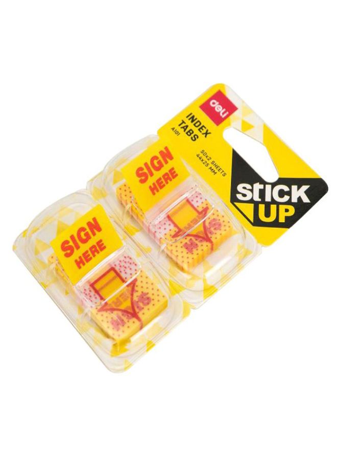 Deli - 100-Piece Stick Up Index Tab Set Yellow - Image 1