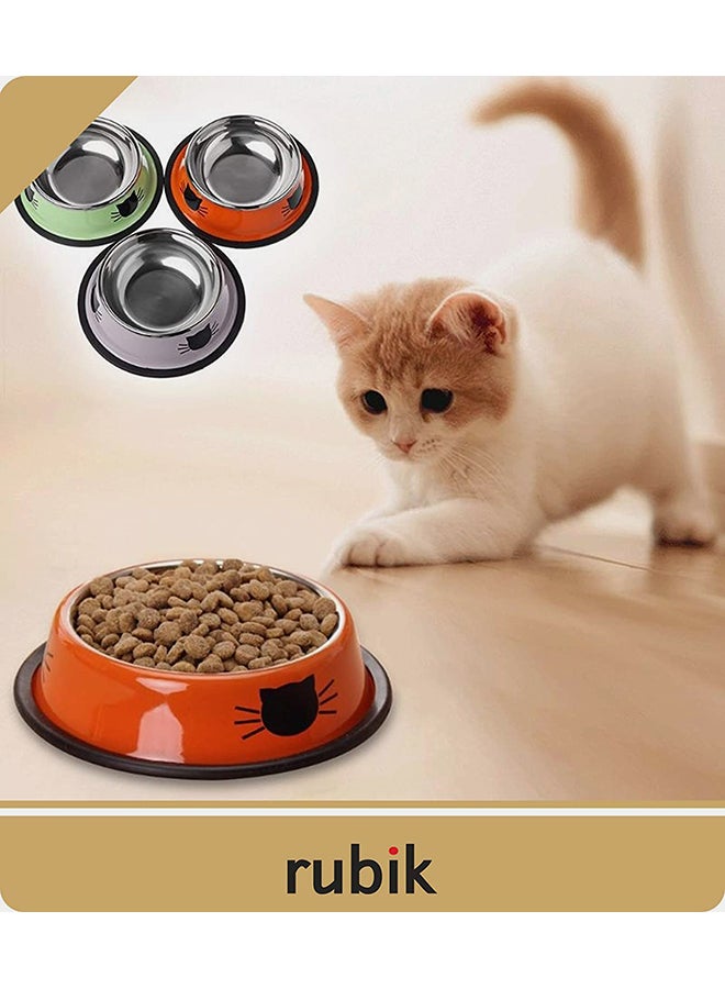 روبيك طقم أوعية طعام للقطط مكون من 3 قطع برتقالي/ رمادي/ أخضر فاتح 5.9x1.4x4.7Ø³Ù†ØªÙŠÙ…ØªØ± - Image 2