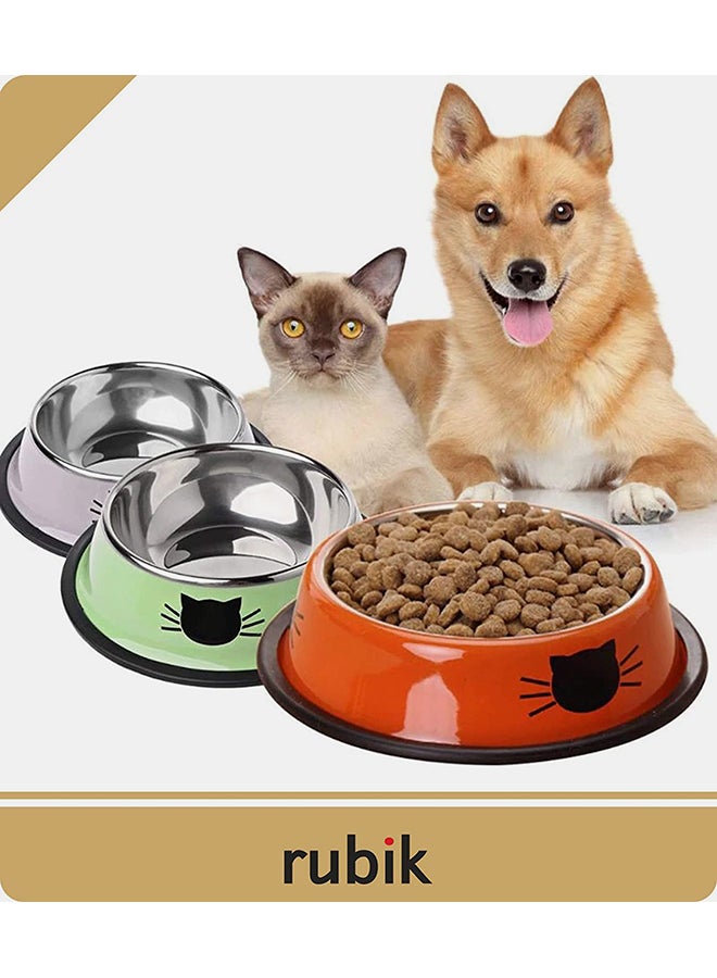 روبيك طقم أوعية طعام للقطط مكون من 3 قطع برتقالي/ رمادي/ أخضر فاتح 5.9x1.4x4.7Ø³Ù†ØªÙŠÙ…ØªØ± - Image 3