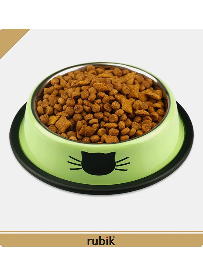 Rubik 2-Piece Stainless Steel Cat Feeding Bowls Orange/Light Green 5.9x1.4x4.7centimeter  - Image 3