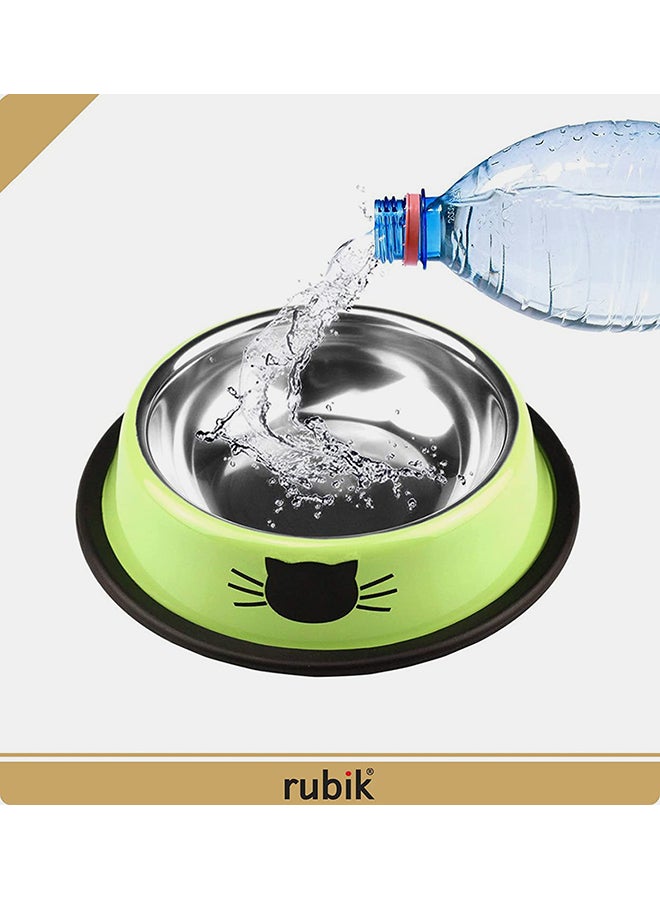 Rubik 2-Piece Stainless Steel Cat Feeding Bowls Orange/Light Green 5.9x1.4x4.7centimeter  - Image 4