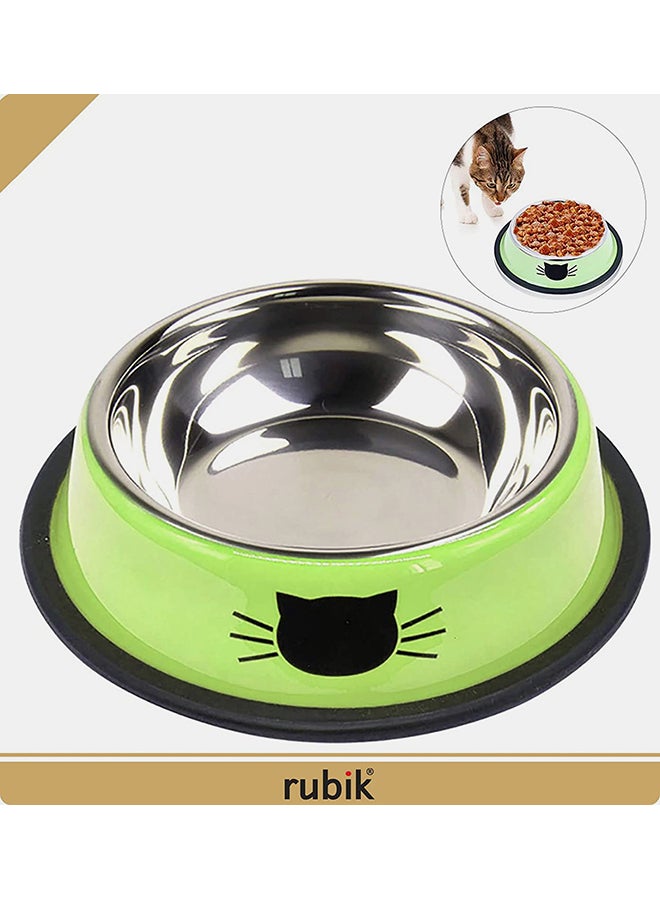 Rubik 2-Piece Stainless Steel Cat Feeding Bowls Light Green 5.9x1.4x4.7centimeter  - Image 2