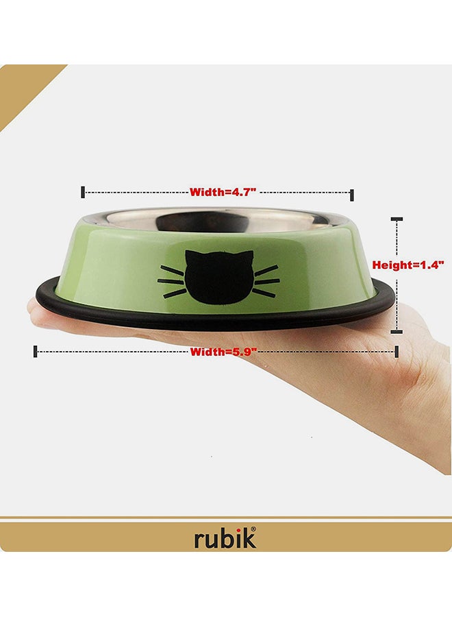 Rubik 2-Piece Stainless Steel Cat Feeding Bowls Light Green 5.9x1.4x4.7centimeter  - Image 5