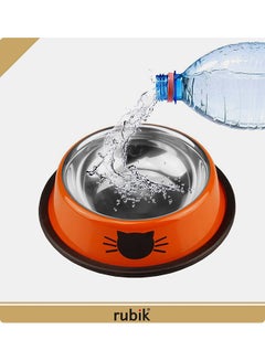 2-Piece Stainless Steel Cat Feeding Bowls Orange 5.9x1.4x4.7centimeter - v1593249171/N38984829A_3