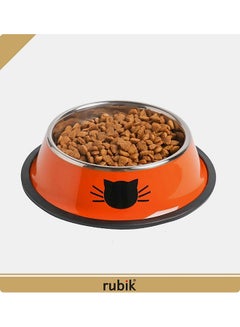 2-Piece Stainless Steel Cat Feeding Bowls Orange 5.9x1.4x4.7centimeter - v1593249171/N38984829A_4