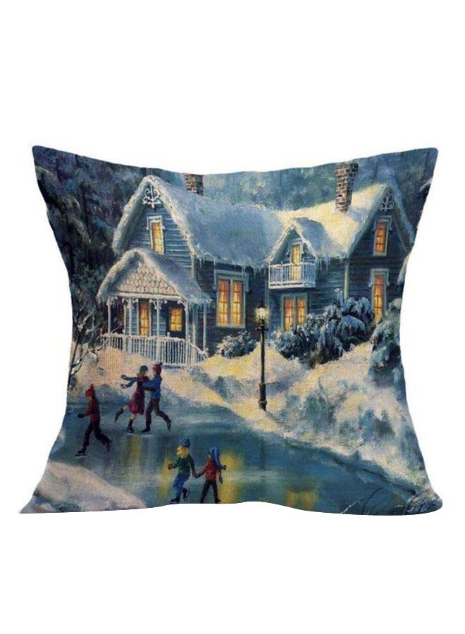 غطاء وسادة بطبعة ليلة الثلج fabric متعدد الألوان 45 x 45سم