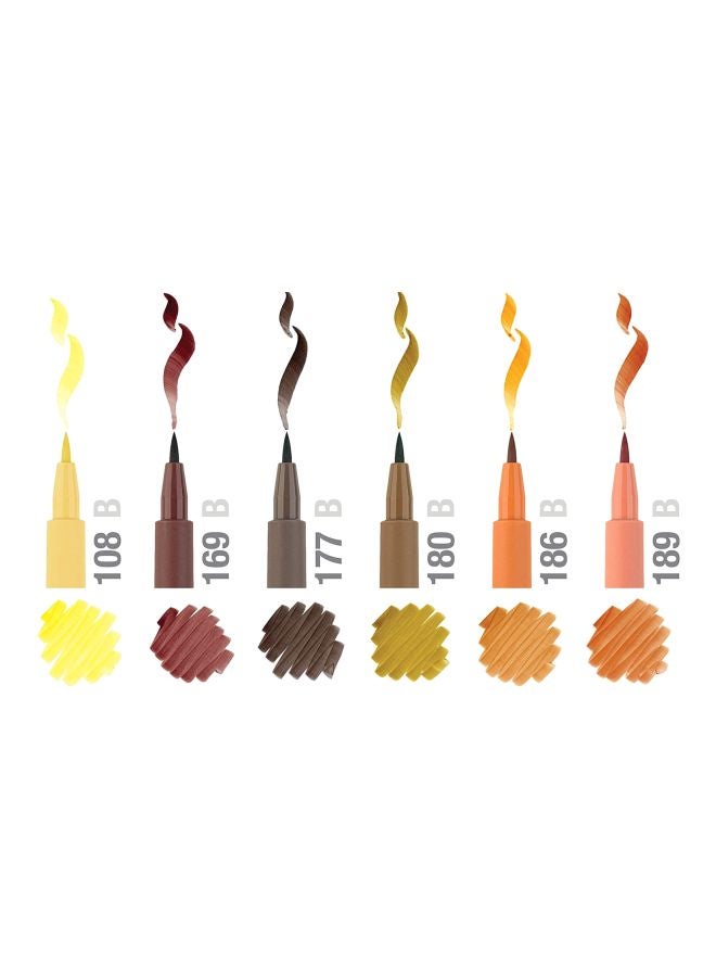 FABER-CASTELL Faber-Castell Pitt Artist Pen Brush TERRA-B  Wallet Of 6 Pens 167106 Multicolour  - Image 3