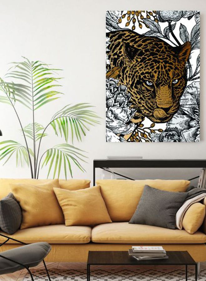 ROSE HAND Tiger Printed Canvas Painting White/Brown/Black 50 x 70centimeter - Image 2