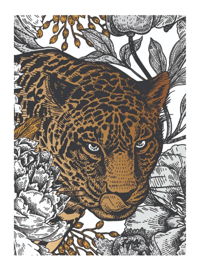 ROSE HAND Tiger Printed Canvas Painting White/Brown/Black 50 x 70centimeter - Image 1