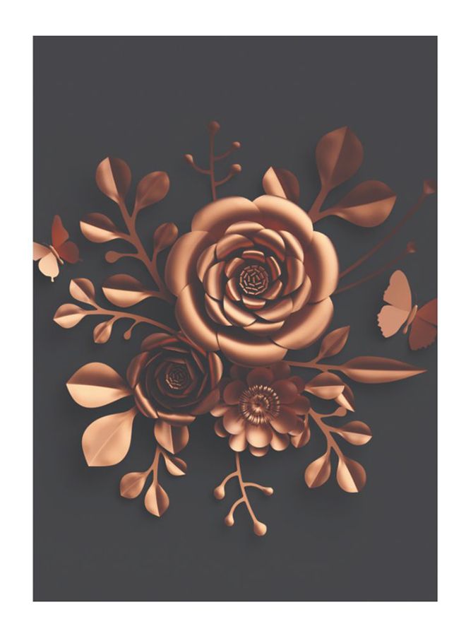 Floral Printed Canvas Painting Black/Brown 50 x 70cm - v1593260639/N38970111A_1