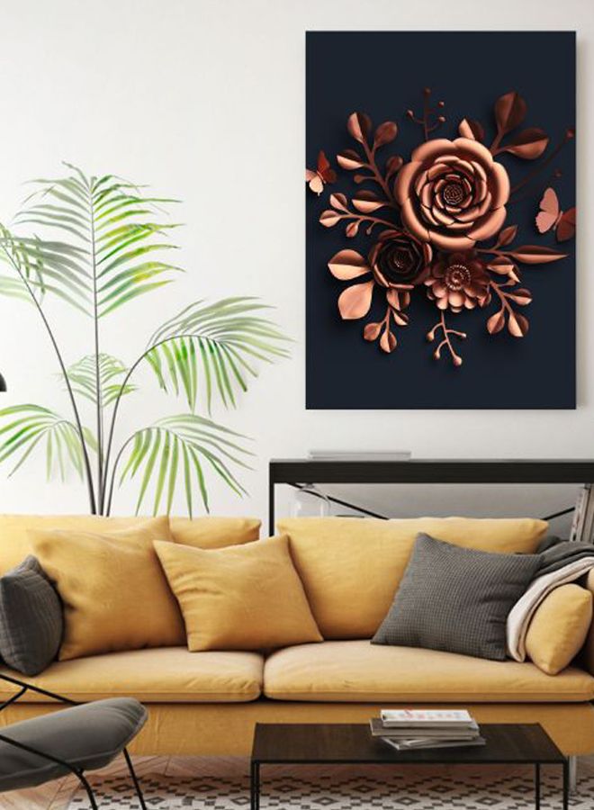 Floral Printed Canvas Painting Black/Brown 50 x 70cm - v1593260640/N38970111A_2