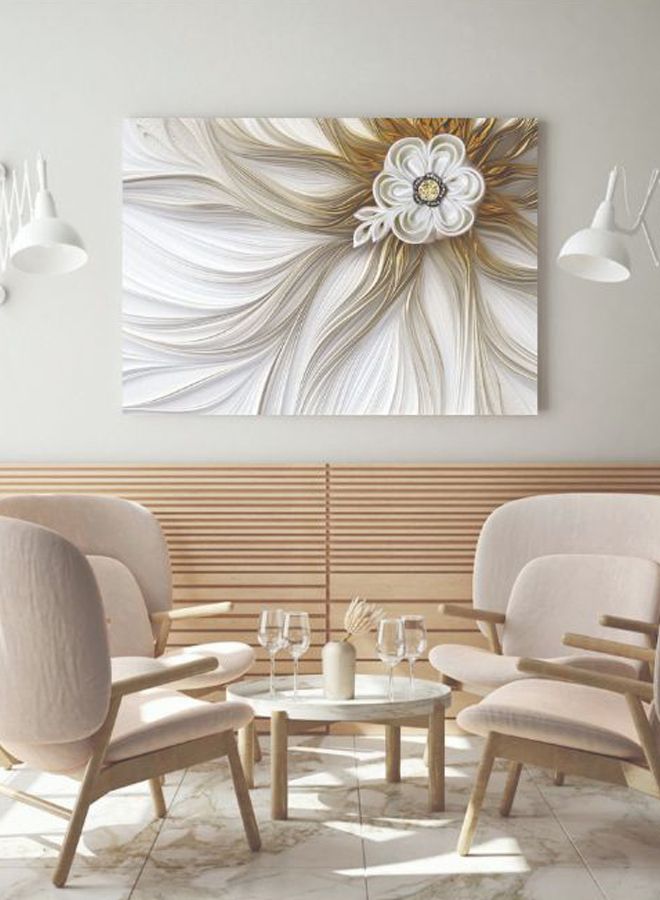 ROSE HAND Floral Printed Canvas Painting White/Brown 50 x 70cm - Image 2