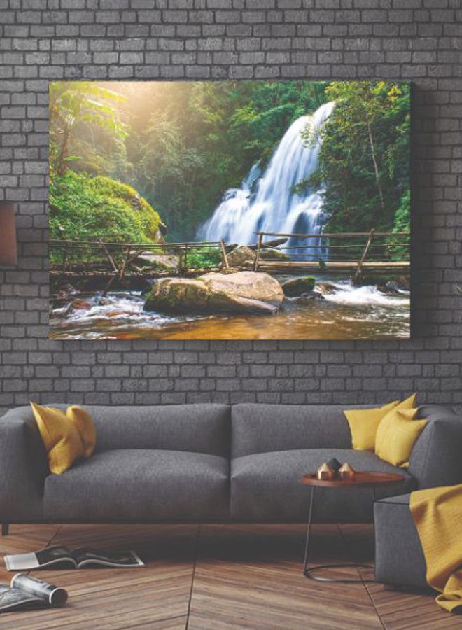 ROSE HAND Waterfall Landscape Printed Canvas Painting Multicolour 50 x 70centimeter - Image 2