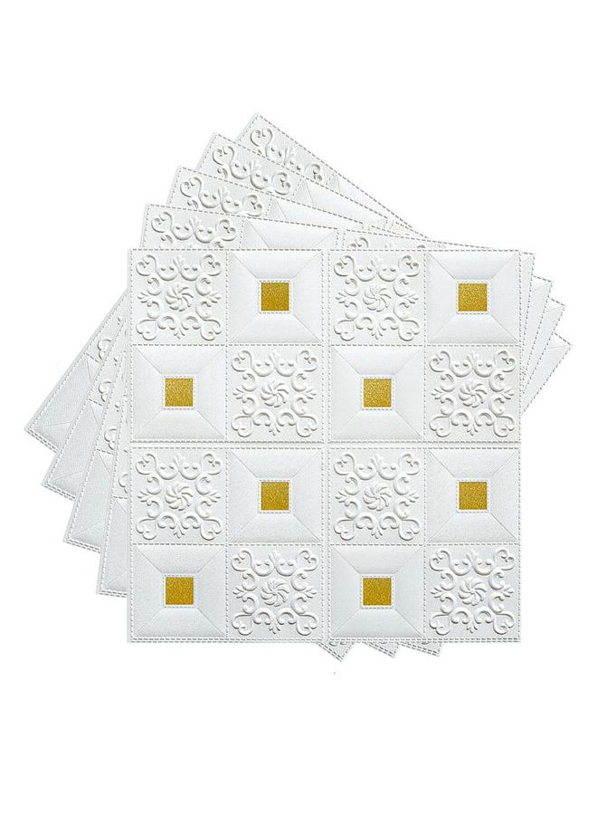 SAPU 5-Piece 3D Foam Bricks Wall Sticker Set White/Gold 70 x 70cm  - Image 1
