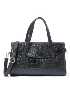 Crocskin Effect Satchel Bag Black