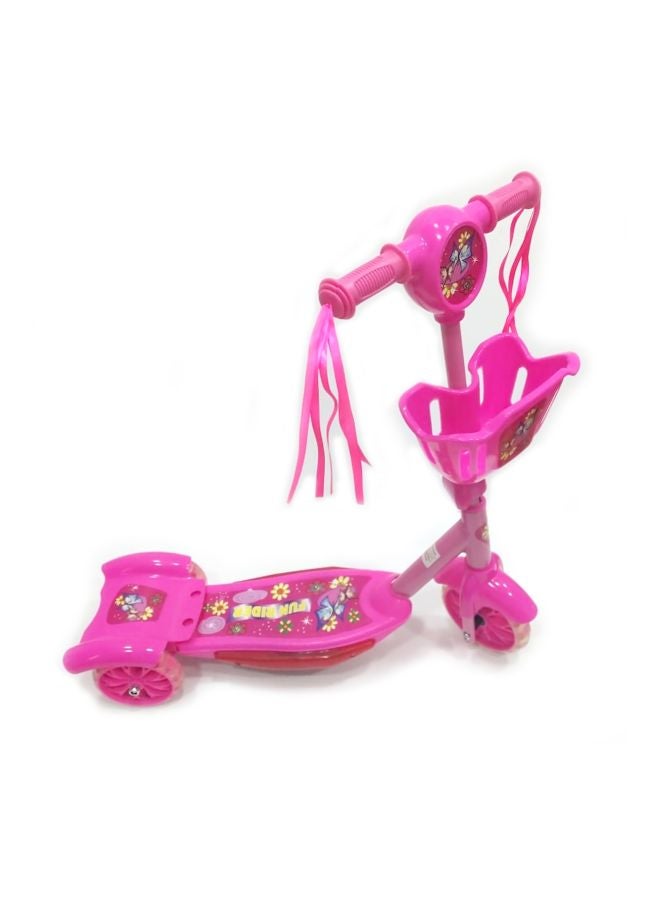 3-Wheel Kick Scooter With Storage Basket In Front Pink For Kids Fun Pink 60x17x68cm - Image 2