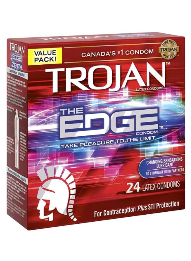 عبوة واقيات ذكرية The Edge من اللاتكس من 24 قطعة . - Image 2