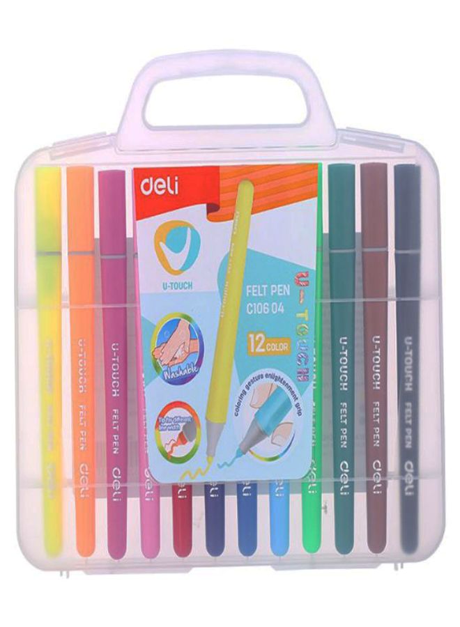 Deli 12-Piece U-Touch Felt Pen Set Multicolour - Image 1