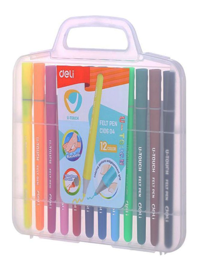Deli 12-Piece U-Touch Felt Pen Set Multicolour - Image 2