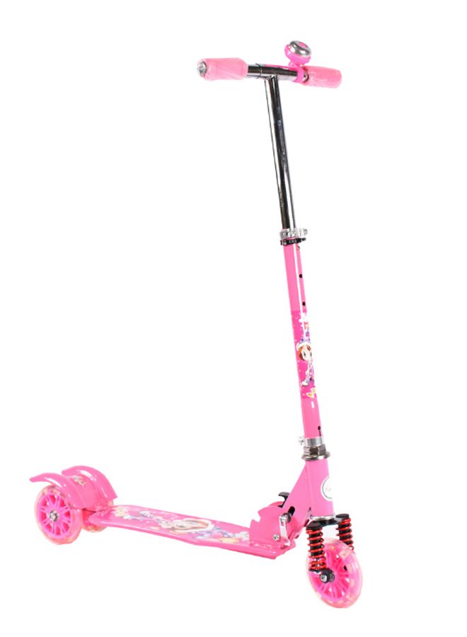 أملا سكوتر دفع موسيقي أنيق ومحمول وعالي الجودة مزود بعدد 3 عجلات ومقابض مبطنة وردي 80 x 75سم - Image 2