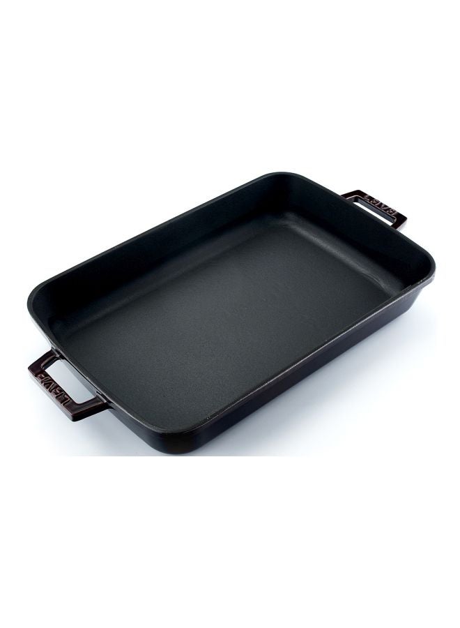 LAVA Premium Cast Iron Rectangular Roasting and Baking Tray Red/Black 26x40cm