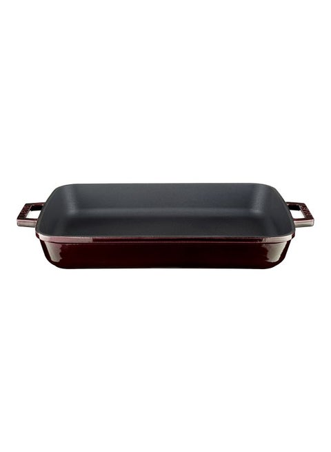 LAVA Premium Cast Iron Rectangular Roasting and Baking Tray Red/Black 26x40cm