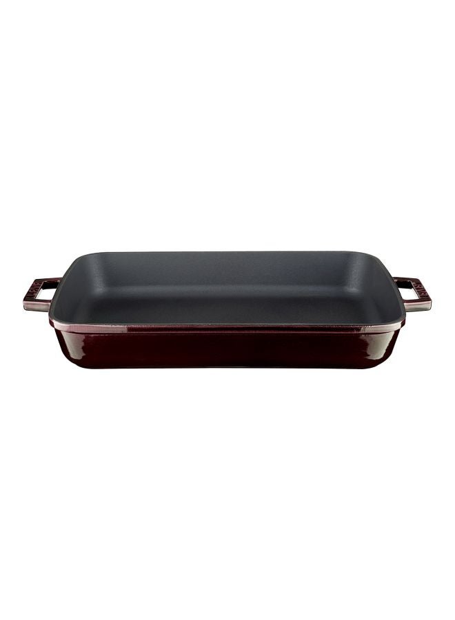 LAVA Premium Cast Iron Rectangular Roasting and Baking Tray Red/Black 26x40cm