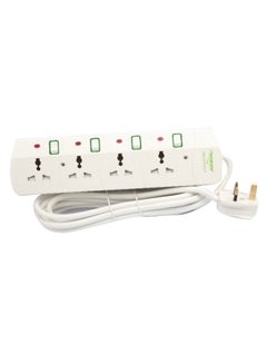 4-Way Universal Power Extension Socket White 5meter