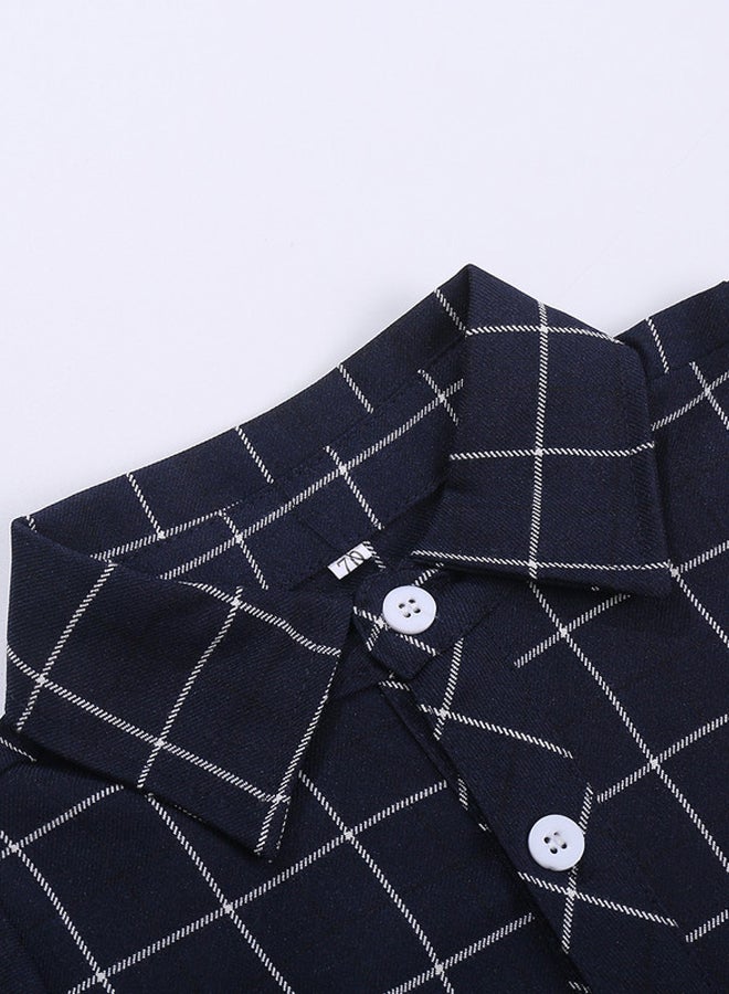 anabubu Boys Checked Short Sleeve Playsuit Navy  - Image 4
